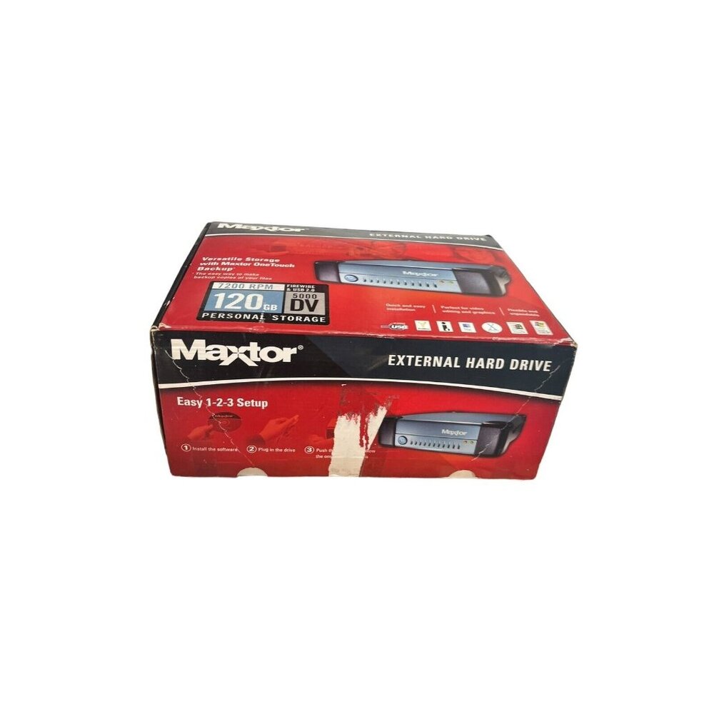 Maxtor Personal Storage Model 5000DV 120GB External HDD With Box Cd, Manual